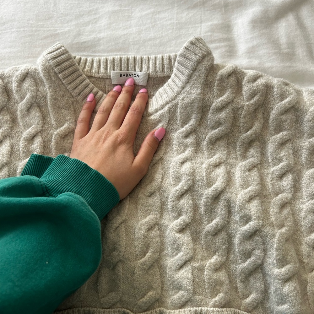 Babaton super cropped cable knit sweater